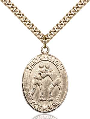 St. Sebastian Medal<br/>7171 Oval, Gold Filled