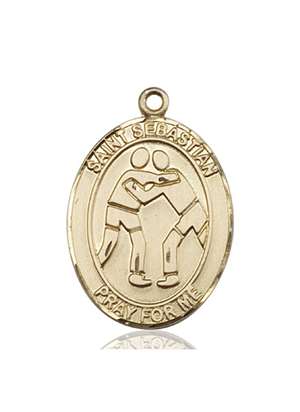 St. Sebastian Medal<br/>7171 Oval, 14kt Gold