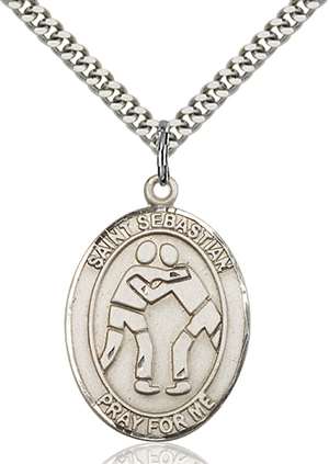 St. Sebastian Medal<br/>7171 Oval, Sterling Silver