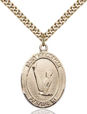 St. Sebastian Medal<br/>7172 Oval, Gold Filled