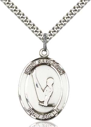 St. Sebastian Medal<br/>7172 Oval, Sterling Silver