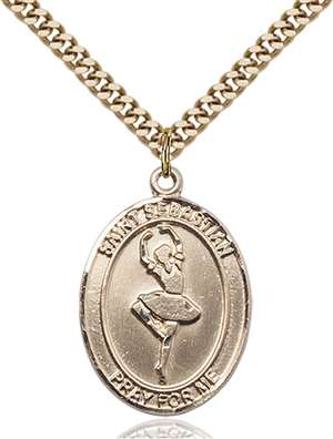 St. Sebastian Medal<br/>7173 Oval, Gold Filled