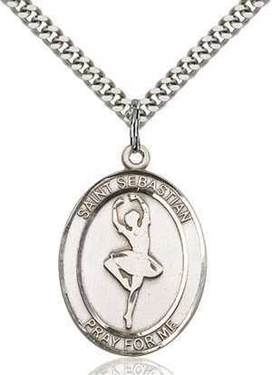 St. Sebastian Medal<br/>7173 Oval, Sterling Silver
