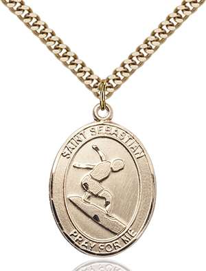 St. Sebastian/Surfing Medal<br/>7175 Oval, Gold Filled