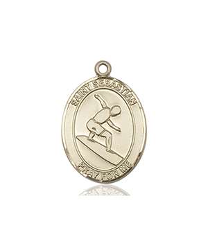 St. Sebastian/Surfing Medal<br/>7175 Oval, 14kt Gold