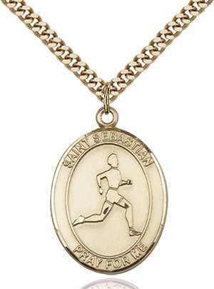 St. Sebastian Medal<br/>7176 Oval, Gold Filled