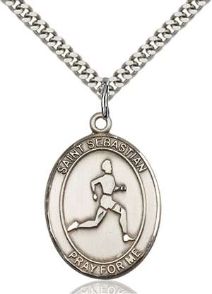 St. Sebastian Medal<br/>7176 Oval, Sterling Silver