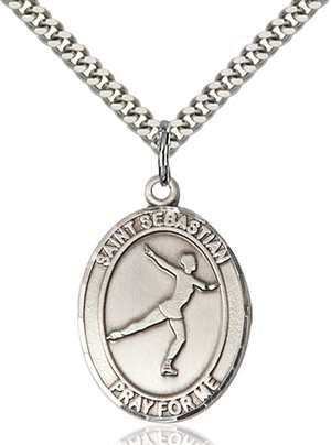 St. Sebastian/Figure Skating Medal<br/>7177 Oval, Sterling Silver