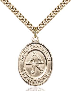 St. Sebastian/Field Hockey Medal<br/>7178 Oval, Gold Filled