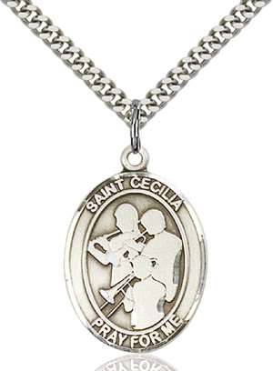 St. Cecilia / Marching Band Medal<br/>7179 Oval, Sterling Silver