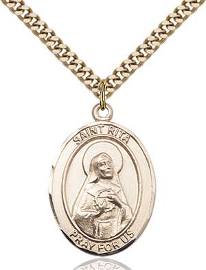 St. Rita / Baseball Medal<br/>7181 Oval, Gold Filled