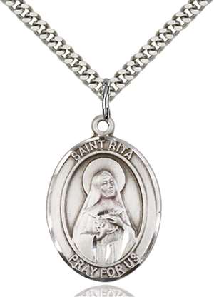 St. Rita of Cascia Medal<br/>7181 Oval, Sterling Silver