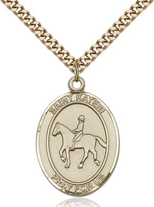 St. Kateri / Equestrian Medal<br/>7182 Oval, Gold Filled