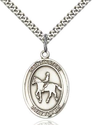 St. Kateri / Equestrian Medal<br/>7182 Oval, Sterling Silver