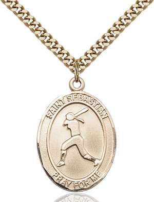 St. Sebastian / Softball Medal<br/>7183 Oval, Gold Filled