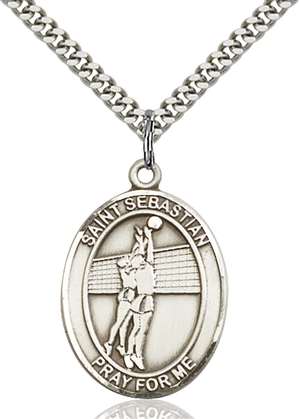 St. Sebastian / Volleyball Medal<br/>7186 Oval, Sterling Silver