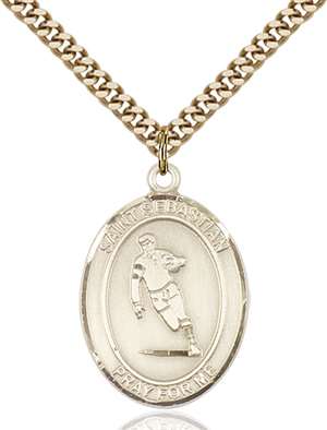 St. Sebastian / Rugby Medal<br/>7187 Oval, Gold Filled