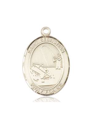 St. Sebastian / Fishing Medal<br/>7188 Oval, 14kt Gold