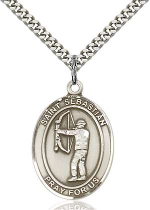 St. Sebastian / Archery Medal<br/>7189 Oval, Sterling Silver