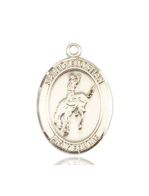 St. Sebastian / Rodeo Medal<br/>7191 Oval, 14kt Gold