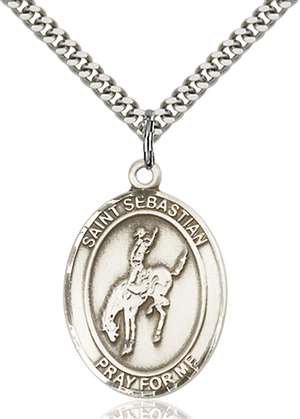 St. Sebastian / Rodeo Medal<br/>7191 Oval, Sterling Silver