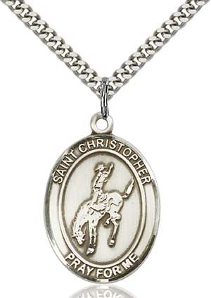 St. Sebastian / Rodeo Medal<br/>7192 Oval, Sterling Silver