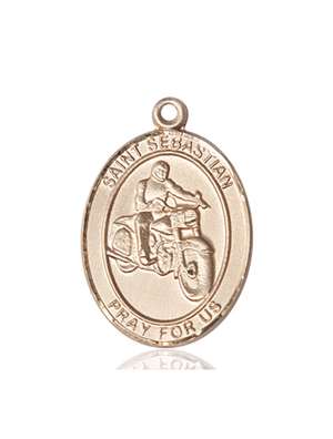 St. Sebastian / Motorcycle Medal<br/>7197 Oval, 14kt Gold