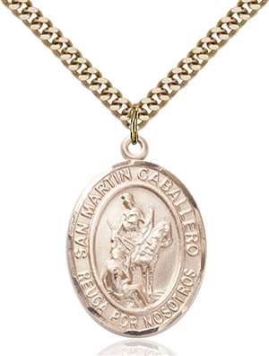 San Martin Caballero Medal<br/>7200 Spanish, Oval, Gold Filled
