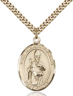 St. Augustine of Hippo Medal<br/>7202 Oval, Gold Filled