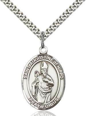 St. Augustine of Hippo Medal<br/>7202 Oval, Sterling Silver
