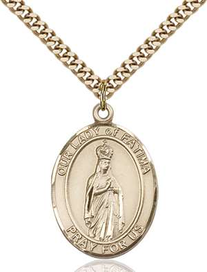 Our Lady of Fatima Medal<br/>7205 Oval, Gold Filled