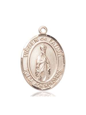 Virgen de Fatima Medal<br/>7205 Spanish, Oval, 14kt Gold