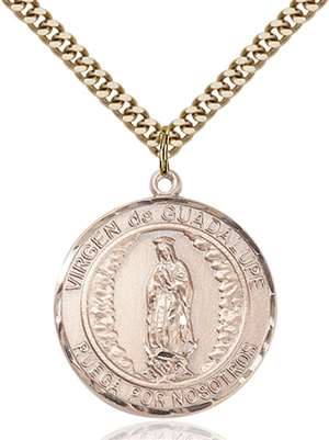 Virgen de Guadalupe Medal<br/>7206 Spanish, Round, Gold Filled