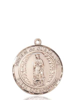 Virgen de Guadalupe Medal<br/>7206 Spanish, Round, 14kt Gold