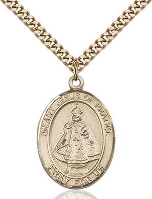 Infant of Prague Medal<br/>7207 Oval, Gold Filled