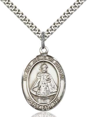 Infant of Prague Medal<br/>7207 Oval, Sterling Silver