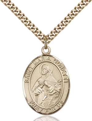 St. Maria Goretti Medal<br/>7208 Oval, Gold Filled