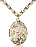 St. Therese of Lisieux Medal<br/>7210 Oval, Gold Filled