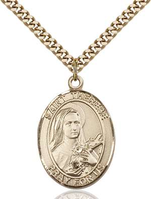 St. Therese of Lisieux Medal<br/>7210 Oval, Gold Filled