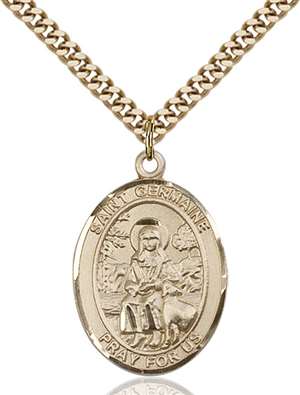 St. Germaine Cousin Medal<br/>7211 Oval, Gold Filled