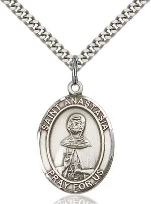 St. Anastasia Medal<br/>7213 Oval, Sterling Silver