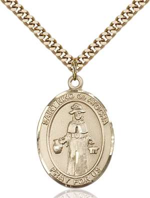 St. Nino de Atocha Medal<br/>7214 Oval, Gold Filled