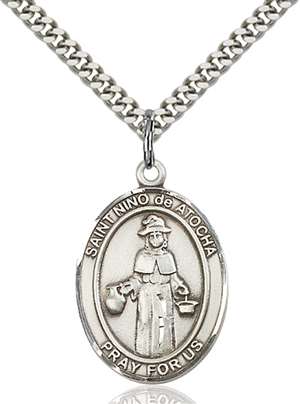 St. Nino de Atocha Medal<br/>7214 Oval, Sterling Silver