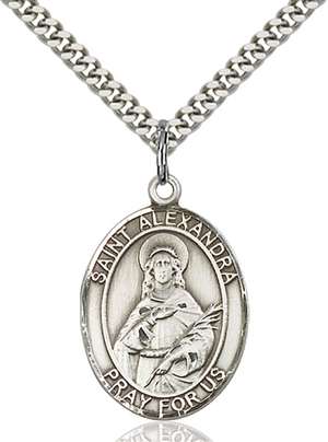 St. Alexandra Medal<br/>7215 Oval, Sterling Silver