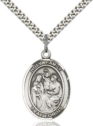 Holy Family Medal<br/>7218 Oval, Sterling Silver