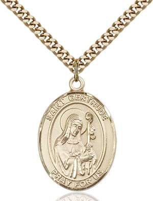 St. Gertrude of Nivelles Medal<br/>7219 Oval, Gold Filled