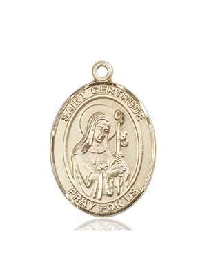 St. Gertrude of Nivelles Medal<br/>7219 Oval, 14kt Gold