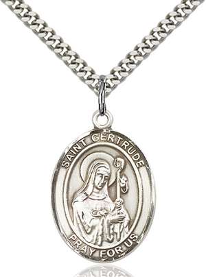 St. Gertrude of Nivelles Medal<br/>7219 Oval, Sterling Silver