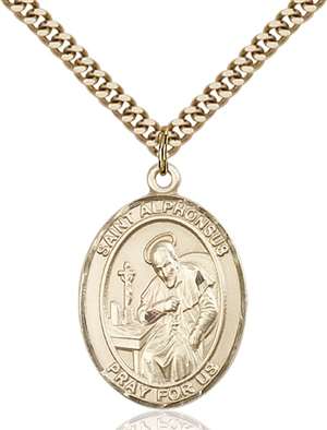St. Alphonsus Medal<br/>7221 Oval, Gold Filled