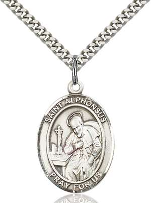 St. Alphonsus Medal<br/>7221 Oval, Sterling Silver